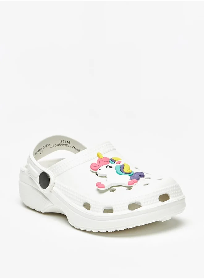 أكوا Girls Unicorn Applique Clogs with Backstrap