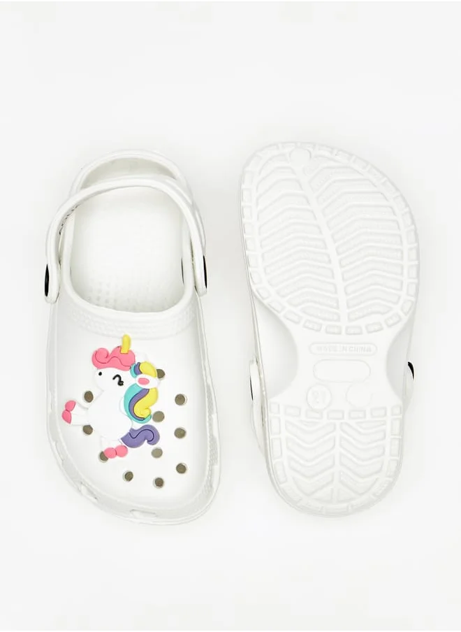 أكوا Girls Unicorn Applique Clogs with Backstrap
