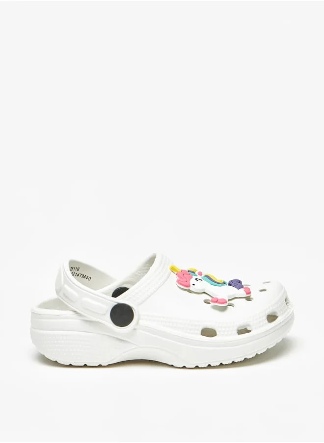أكوا Girls Unicorn Applique Clogs with Backstrap