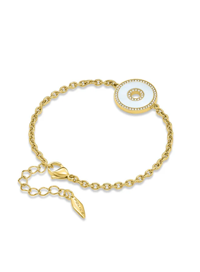 POLICE Saturn Gold-Plated Bracelet for Women Mother-of-Pearl Inlays with Crystals for Modern Elegance