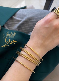 جوليا ستور مجموعة أساور بسيطة لامعة، مجموعة من 6 قطع  - Image 4