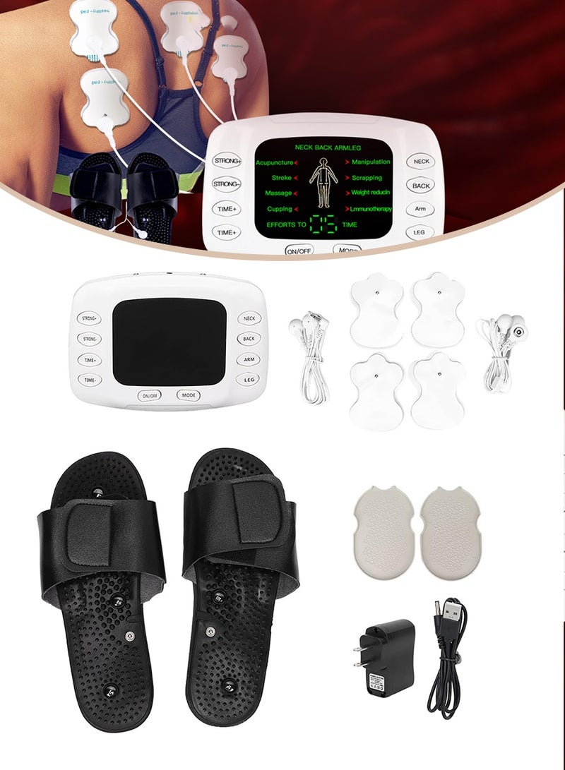 جهاز تدليك النبض الإلكتروني متعدد الوظائف، جهاز تدليك العضلات القابل لإعادة الشحن مع شباشب تدليك، جهاز تدليك رقمي لالتهاب الجراب والتهاب الأوتار وعرق النسا - Image 1
