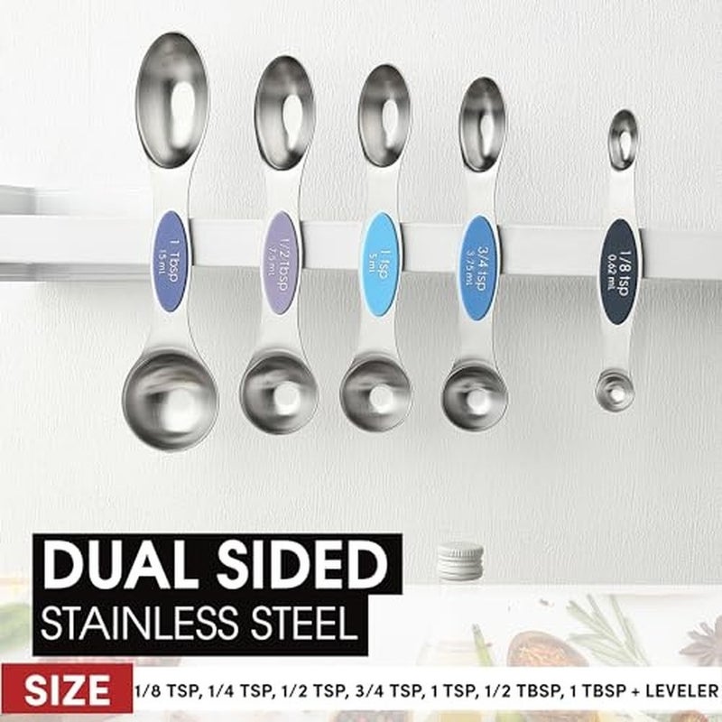 Levesica Stainless Steel Magnetic Measuring Spoons Set of 8 - Image 3