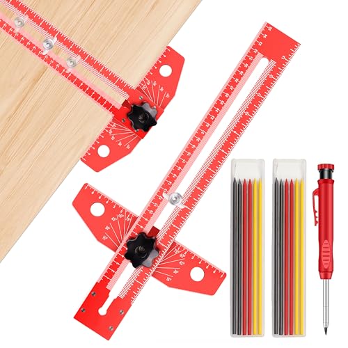 ETCYAOXIN Woodworking Scriber Marking Line Ruler，Adjustable Aluminum Alloy Sliding T-Square Ruler，Precision Line Drawing with Angle Adjustment, Tool for Engineering, Architecture ，Design Drawing - Image 1