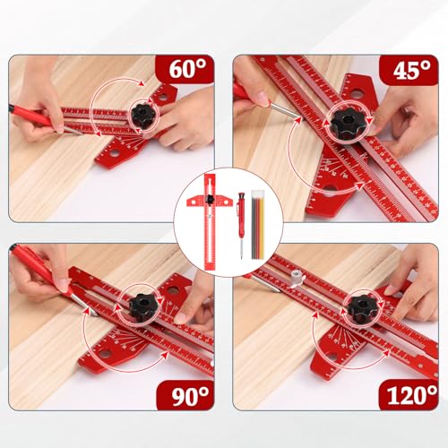 ETCYAOXIN Woodworking Scriber Marking Line Ruler，Adjustable Aluminum Alloy Sliding T-Square Ruler，Precision Line Drawing with Angle Adjustment, Tool for Engineering, Architecture ，Design Drawing - Image 3
