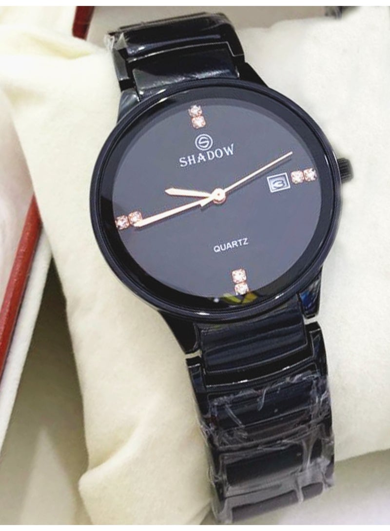 SHADOW Luxury Couple Watch Set - Premium Stainless Steel Matching Wristwatches with Date Display and Crystal Indices - Image 4