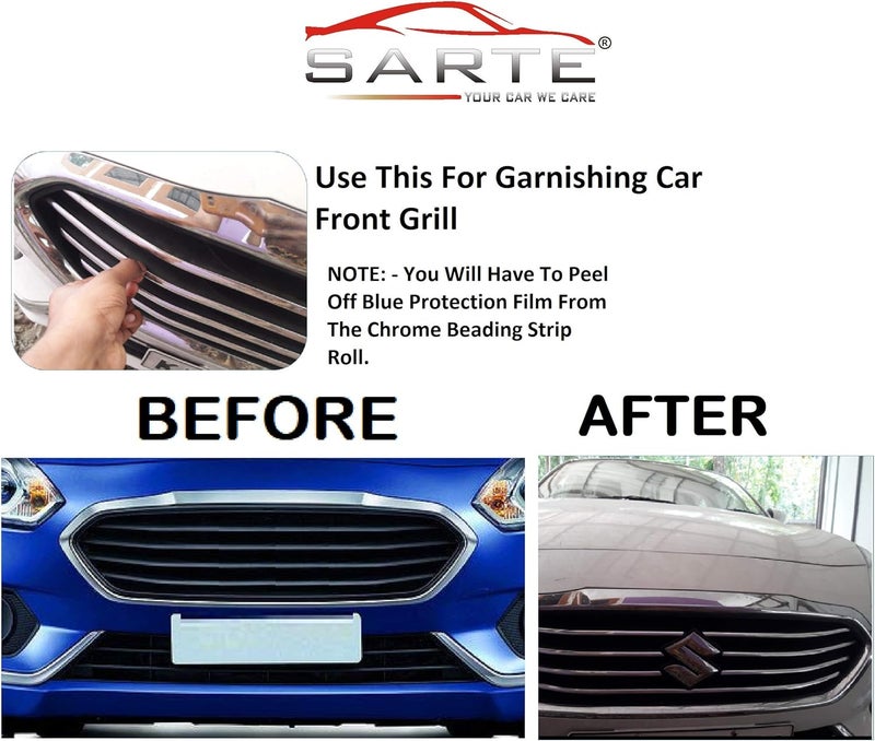 SARTE Side Window Chrome Beading Roll Custom Plated Decoration Trim Strip Line Car Door Fender Interior DIY Moulding Trimming Universal for car (10mm, 5m, Silver) - Image 4