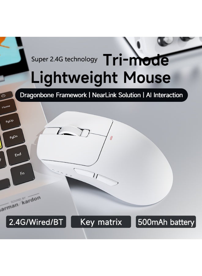 A-jazz AJ200 NL AI Wireless Gaming Mouse - Triple Mode (2.4G/Bluetooth/Wired) - PAW3311 Sensor, 24000 DPI, 1000Hz, 63g Lightweight, 500mAh - AI Voice Interaction, Ergonomic Ribbed Frame - Image 2