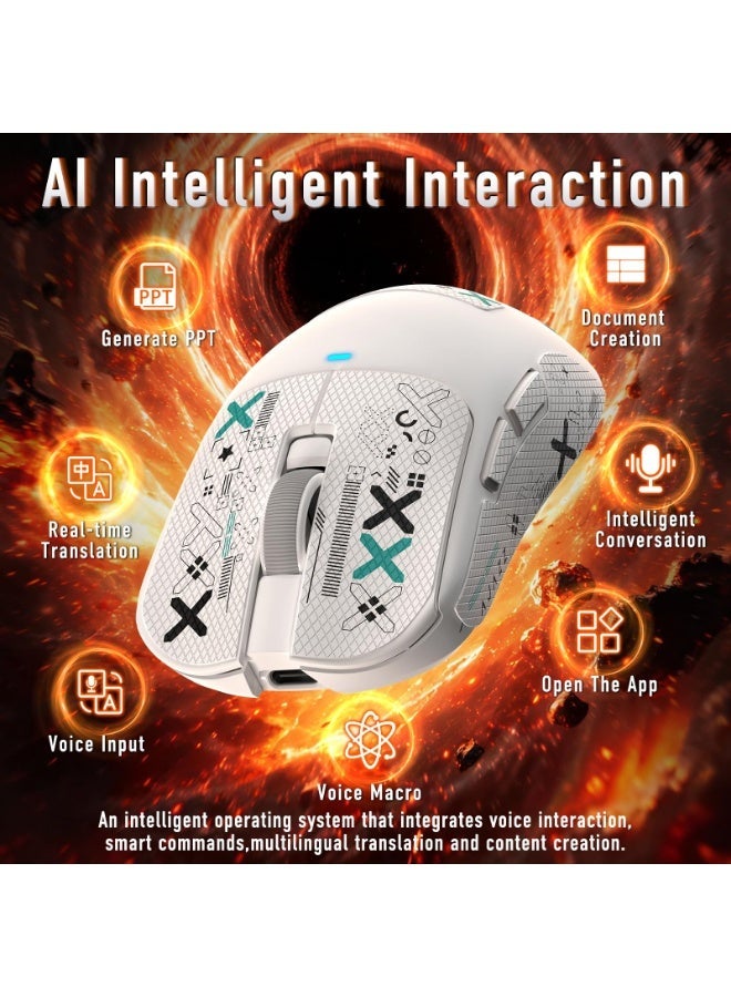 A-jazz The AJ200 AI Wireless Smart Voice Mouse supports real-time translation in 67 languages and offers Bluetooth, Super 2.4G, and wired connectivity. The PAW3311 is equipped with a 500 mAh battery and features a lightweight design weighing just 63 grams, ensuring that even prolonged use won’t cause hand fatigue. - Image 2