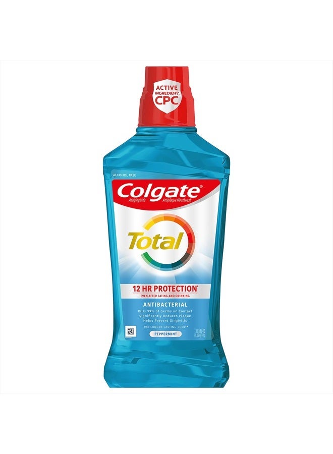 Colgate Total Advanced Pro-Shield Alcohol Free Mouthwash, Antibacterial Formula, Peppermint Blast, 33.8 Ounce - Image 1