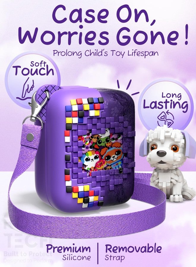 Rome Tech Silicone Case for Bitzee Interactive Toy Digital Pet and Case - 2 in 1 Protective Cover + Lanyard for Bitzee Pet Toy - Purple - Image 3