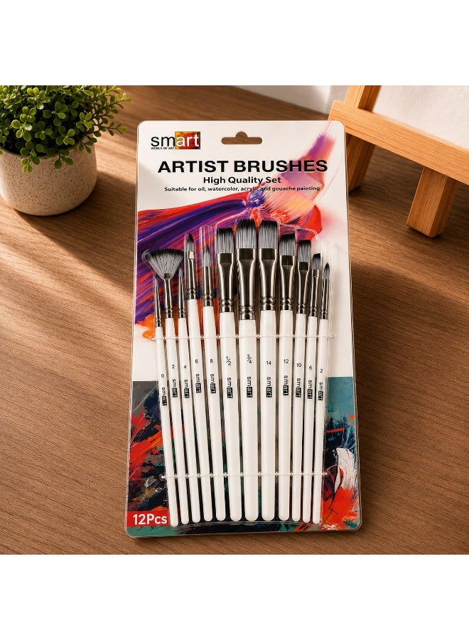 Smart paint brush set 12 pcs for oil, acrylic, gouache, watercolors painting - Image 4