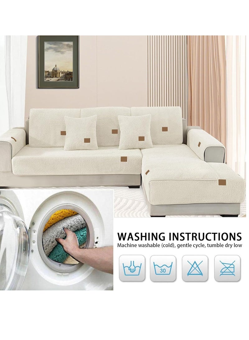 عام الصوف نسيج الأثاث حامي - لينة الشتاء غطاء أريكة - آلة قابل للغسل السجاد للكلاب والقطط - سهلة التنظيف - يحمي أرضيات مريحة والحيوانات الأليفة - بلون خالص - Image 4