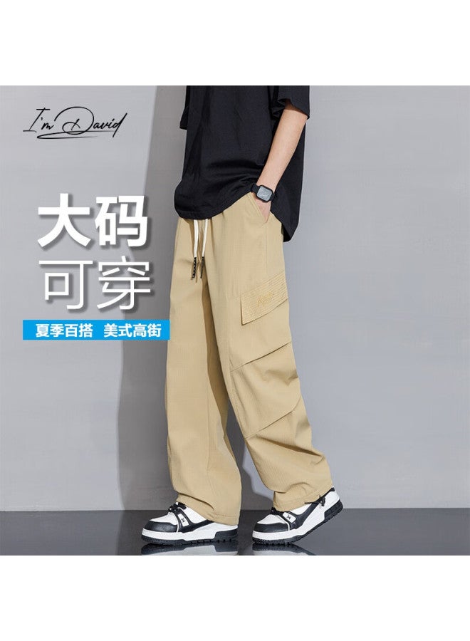 I'm David, Plus Size Cargo Pants For Men, Straight-leg Trousers, Lightweight Casual American-style High Street Tactical Pants For Spring And Summer - Image 1