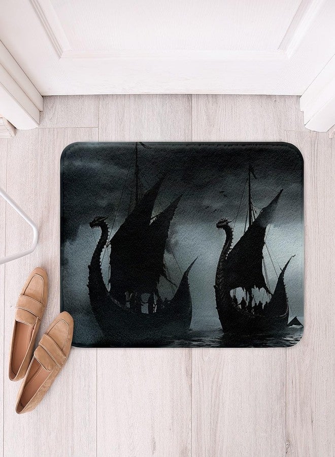 Feelyou Vikings Ship Bath Rugs for Shower Tub 16"x24" Moonlight Ocean Sea Bathroom Rugs for Boys Girls Coastal Bath Mats for Bathroom - Image 3