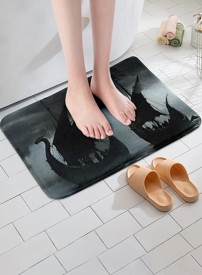 Feelyou Vikings Ship Bath Rugs for Shower Tub 16"x24" Moonlight Ocean Sea Bathroom Rugs for Boys Girls Coastal Bath Mats for Bathroom - Image 2