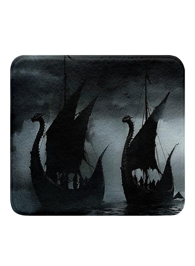 Feelyou Vikings Ship Bath Rugs for Shower Tub 16"x24" Moonlight Ocean Sea Bathroom Rugs for Boys Girls Coastal Bath Mats for Bathroom - Image 1