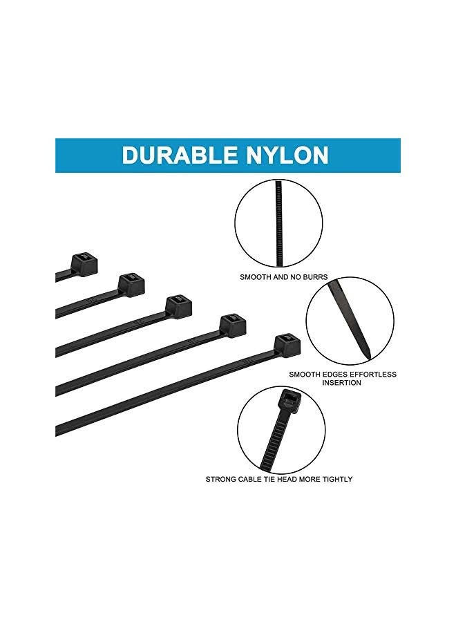 250pcs Cable Zip Ties Heavy Duty Premium Plastic Wire Ties - with 35 Pounds Tensile Strength, Self-Locking Black Nylon Tie Wraps for Indoor and Outdoor (11.8inch)