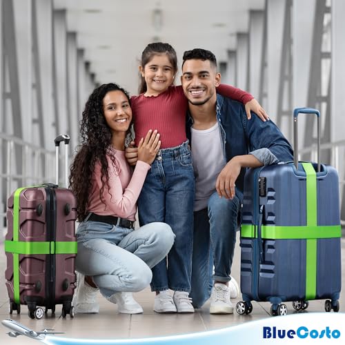 BlueCosto Luggage Straps for Suitcases - TSA Approved - Green, 4 PK - Premium Nylon Belts for Suitcase, Briefcase & Travel Bag - Adjustable Strap Length 46" - 78" - Image 4