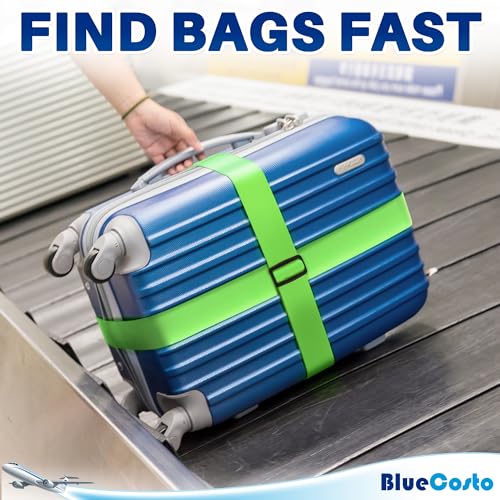 BlueCosto Luggage Straps for Suitcases - TSA Approved - Green, 4 PK - Premium Nylon Belts for Suitcase, Briefcase & Travel Bag - Adjustable Strap Length 46" - 78" - Image 5