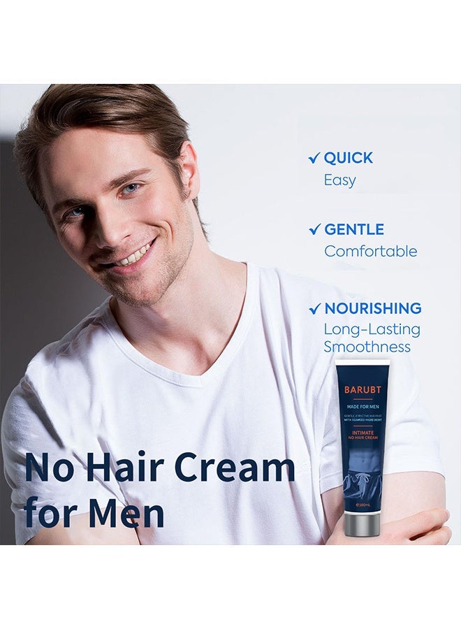 BARUBT No Hair Crew Intimate/Private At Home Hair Removal Cream For Men, Painless, Flawless, Soothing Depilatory For Unwanted Coarse Male Body Hair, 100ml - Image 4