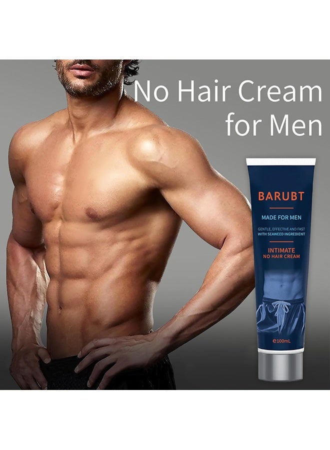 BARUBT No Hair Crew Intimate/Private At Home Hair Removal Cream For Men, Painless, Flawless, Soothing Depilatory For Unwanted Coarse Male Body Hair, 100ml - Image 2