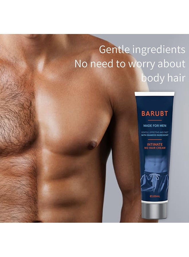 BARUBT No Hair Crew Intimate/Private At Home Hair Removal Cream For Men, Painless, Flawless, Soothing Depilatory For Unwanted Coarse Male Body Hair, 100ml - Image 3