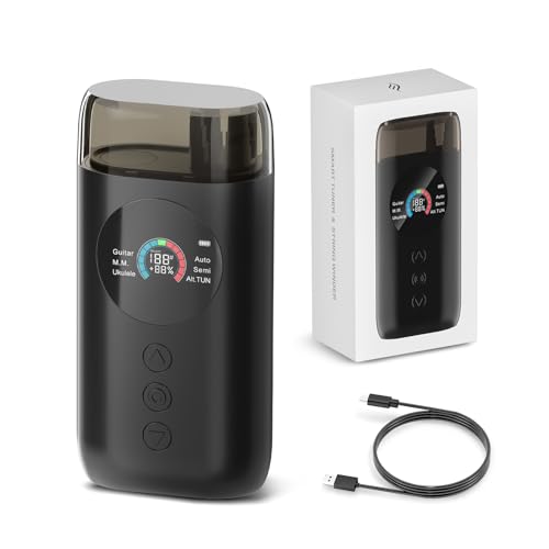Enya Smart Automatic Guitar Tuner, Full-color LCD Screen - Metronome & String Winder - For Electric Guitars, Acoustic Guitars, Ukulele, Black - Image 1