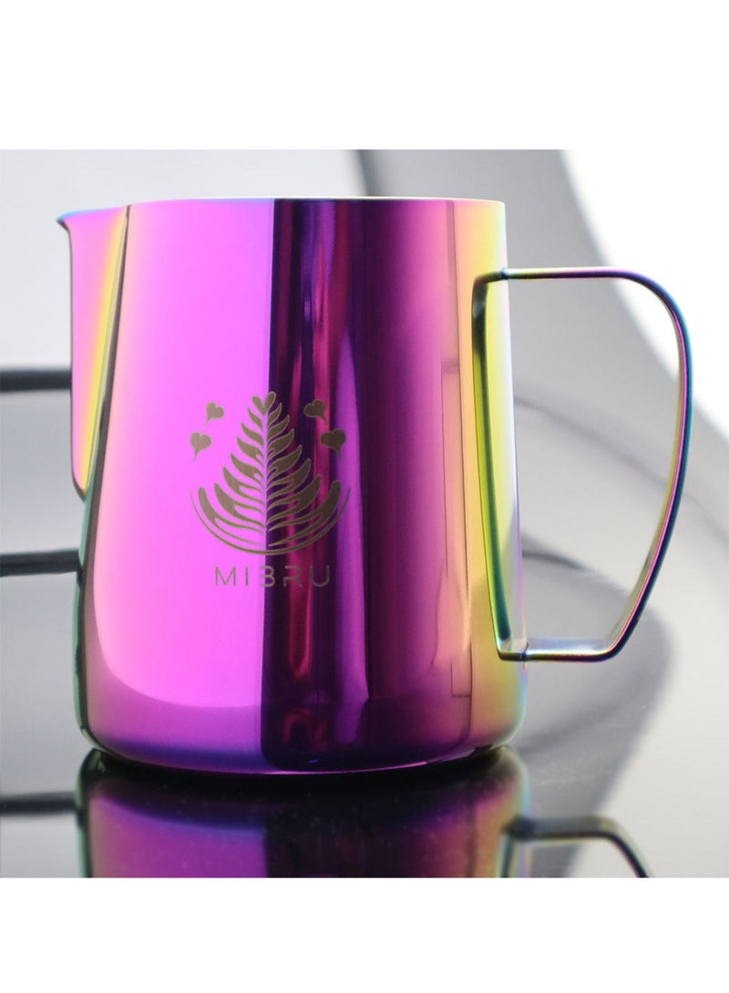 ميبرو بتشر حليب مع مقياس لتحضير القهوة و الكابتشينو وتبخير احترافي إبريق لصنع رغوة الحليب من الستانلس ستيل زهري 400 مل - Image 3