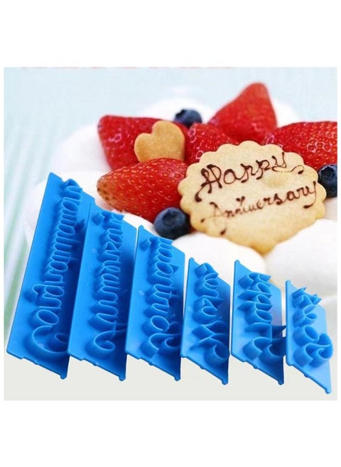 6pcs Cake Decoration, Handwritten Phrase Letter Fondant Seal Mold, Cake Baking Tool Music Printing Mold Cake Decoration DIY Tool