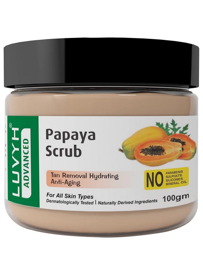 Luvyh Papaya Rejuvenating Face Scrub (100g) Cream Scrub for Skin Nourishing by Clearing Impurities and Clogged Pores For Spot Removal, Brightening & Lightening With Papaya Extracts Revitalizing Tan Removal Scrub for All Skin Types No Parabens, No Mineral Oil, No Sulphate, No Silicone - Image 1