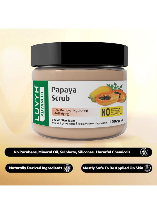 Luvyh Papaya Rejuvenating Face Scrub (100g) Cream Scrub for Skin Nourishing by Clearing Impurities and Clogged Pores For Spot Removal, Brightening & Lightening With Papaya Extracts Revitalizing Tan Removal Scrub for All Skin Types No Parabens, No Mineral Oil, No Sulphate, No Silicone - Image 3