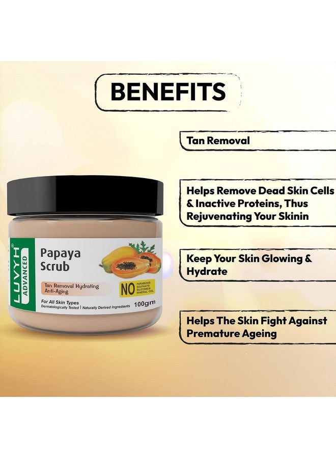 Luvyh Papaya Rejuvenating Face Scrub (100g) Cream Scrub for Skin Nourishing by Clearing Impurities and Clogged Pores For Spot Removal, Brightening & Lightening With Papaya Extracts Revitalizing Tan Removal Scrub for All Skin Types No Parabens, No Mineral Oil, No Sulphate, No Silicone - Image 4