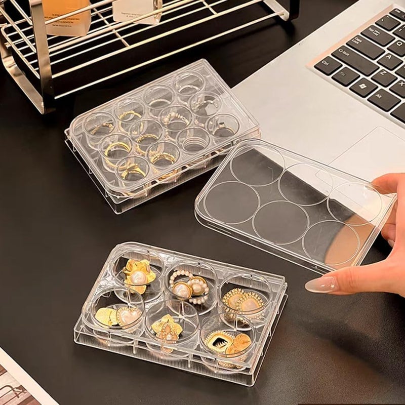 SYOSI Plastic Jewelry Box Organizer, Clear Storage Boxes with 6 and 12 Grids for Earrings, Rings, Bracelets, Necklaces, DIY Crafts, Beads & Small Parts, 2 Pack - Image 5