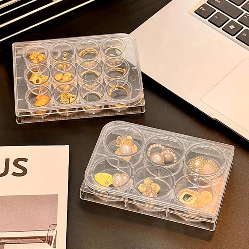 SYOSI Plastic Jewelry Box Organizer, Clear Storage Boxes with 6 and 12 Grids for Earrings, Rings, Bracelets, Necklaces, DIY Crafts, Beads & Small Parts, 2 Pack - Image 3