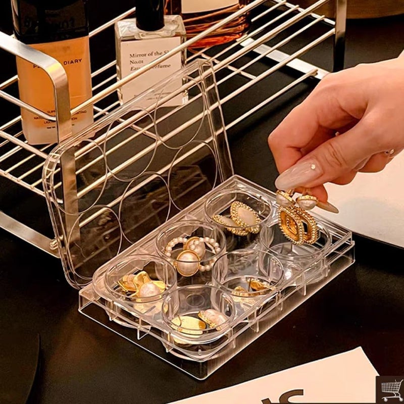 SYOSI Plastic Jewelry Box Organizer, Clear Storage Boxes with 6 and 12 Grids for Earrings, Rings, Bracelets, Necklaces, DIY Crafts, Beads & Small Parts, 2 Pack - Image 4