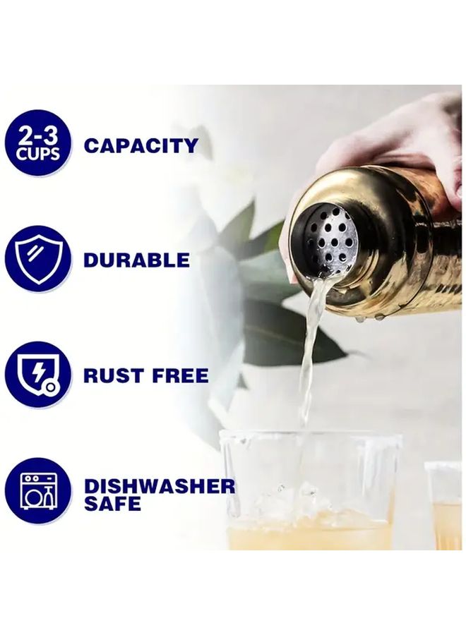 Large 24 Oz Stainless Steel Professional Bartender Kit Rose Golden 3 Pk Heavy Duty 18 8 Martini Shaker Set With Built In Strainer Measuring Jigger And Mixing Spoon For Home Bars Cocktail Making - Image 5
