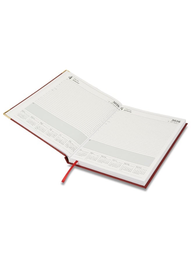 FIS 2026 Diary, A4 Size Diary(210x297mm), Hard Cover Vinyl Materials, 1 Side Padded Cover, Golden Corners, English, 60gsm White Paper, Maroon Color-FSDI42E26MR - Image 4