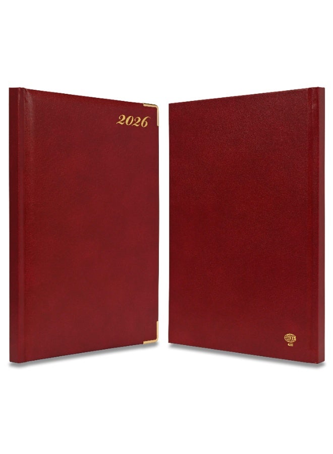 FIS 2026 Diary, A4 Size Diary(210x297mm), Hard Cover Vinyl Materials, 1 Side Padded Cover, Golden Corners, English, 60gsm White Paper, Maroon Color-FSDI42E26MR - Image 2