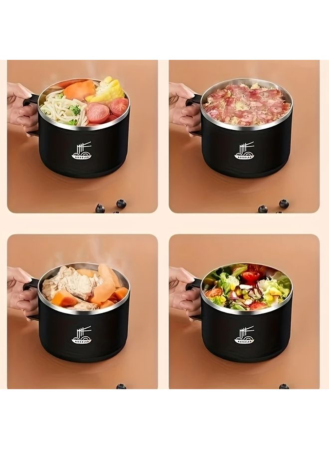 Black 50oz Stainless Steel Noodle Bowl With Lid Portable Soup Container for Back To School - Image 4