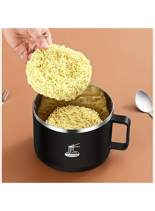 Black 50oz Stainless Steel Noodle Bowl With Lid Portable Soup Container for Back To School - Image 1