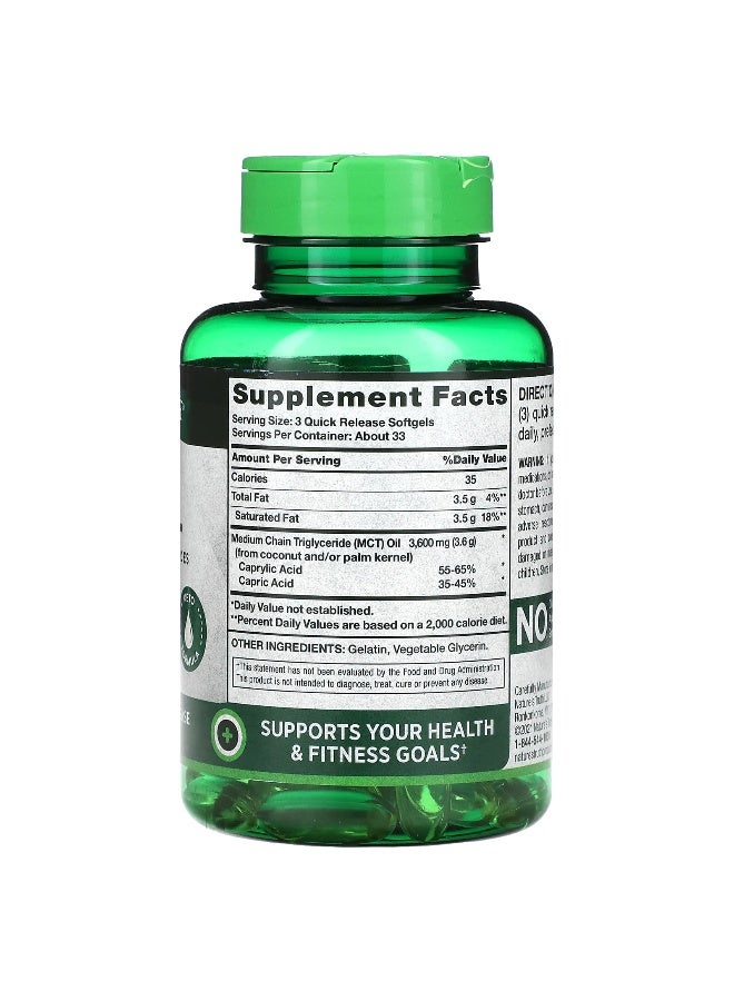 natures truth Nature's Truth, Vitamins, MCT Oil, 3,600 mg, 100 Quick Release Softgels (1,200 mg per Softgel)  - Image 2