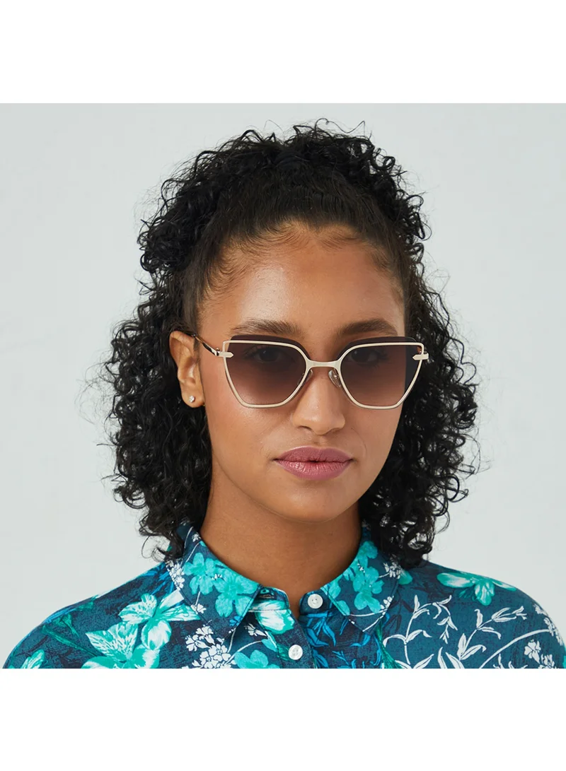 Blackout BlackOut by eyewa STARLIGHT Women's Cat Eye Sunglasses, Japanese Gold/Brown