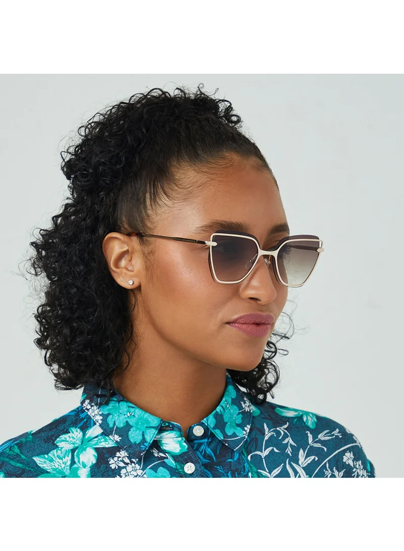 Blackout BlackOut by eyewa STARLIGHT Women's Cat Eye Sunglasses, Japanese Gold/Brown