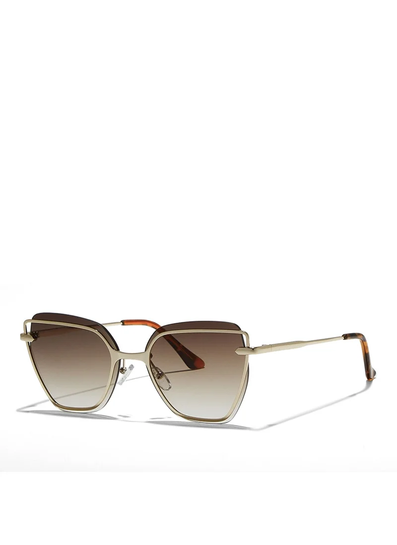 Blackout BlackOut by eyewa STARLIGHT Women's Cat Eye Sunglasses, Japanese Gold/Brown