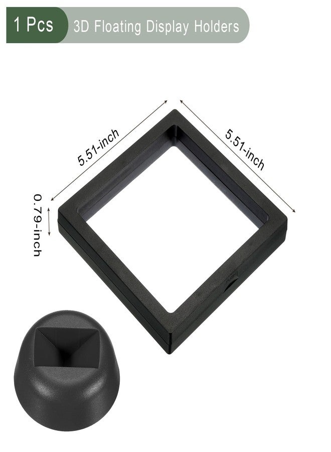 YOKIVE 3D Floating Display Case, Coin Display Holder Stands Frame Display Case, Holder with Base, Great for Challenge Coin Medal (Black, 5.5x5.5-Inch) - Image 2