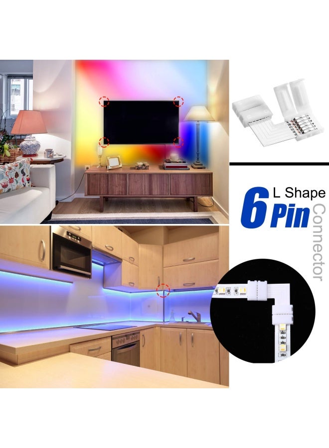 Honoson مجموعة موصلات شريط LED على شكل L مكونة من 12 قطعة 6 دبابيس موصلات شريط LED 12 مم بدون لحام للدبوس 6 شريط LED - Image 5