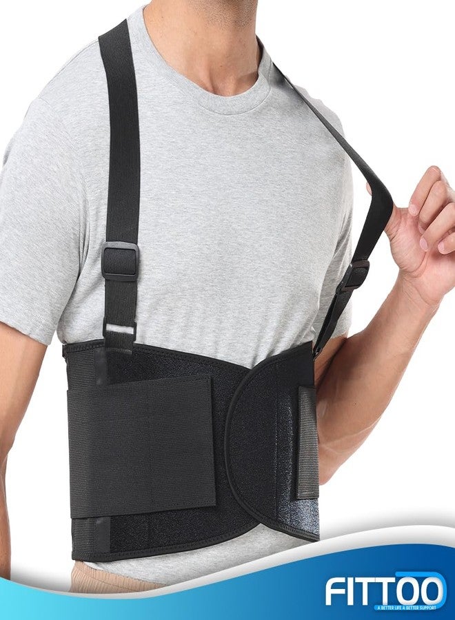 FITTOO Working Lumbar Lower Back Brace Support Belt with Adjustable Straps - Back Pain Relief, Injury Recovery, Heavy Lifting Support, Back Brace with Suspenders - Image 2