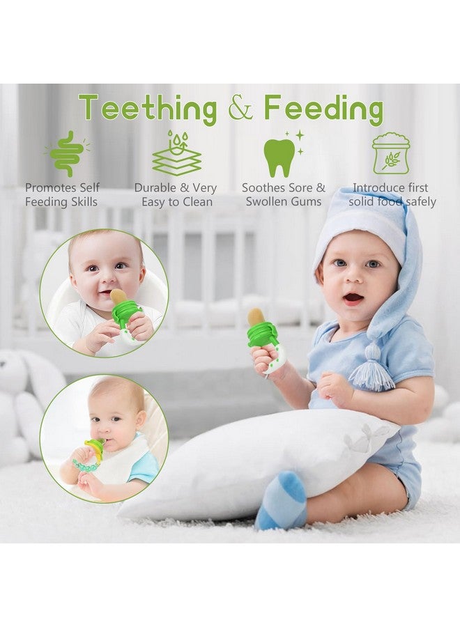 WAJIAYON Baby Fruit Feeder Pacifier - 12 Pack | 2 Infant Food Feeder Pacifier & 1 Babies Food Dispensing Spoon | Fresh Fruit Teethers for Babies | Silicone Feeder Baby,Infant Teething Toys(Green) - Image 5