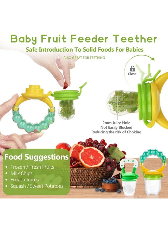 WAJIAYON Baby Fruit Feeder Pacifier - 12 Pack | 2 Infant Food Feeder Pacifier & 1 Babies Food Dispensing Spoon | Fresh Fruit Teethers for Babies | Silicone Feeder Baby,Infant Teething Toys(Green) - Image 3